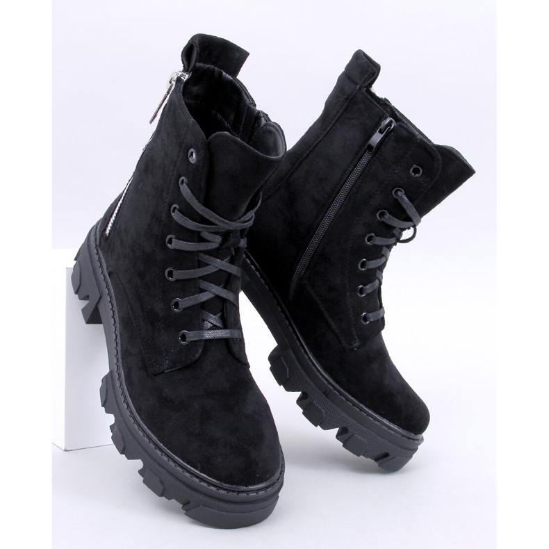 Stivaletti stringati Healy Black con suola spessa nero 1