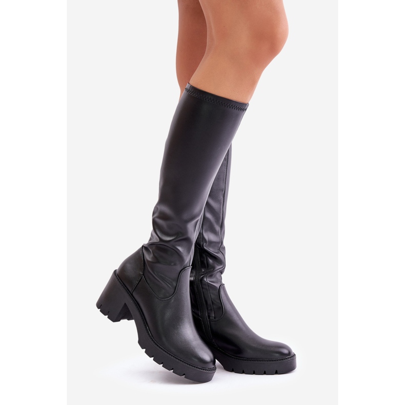 Stivali Sopra Il Ginocchio In Eco Pelle Con Tacco Alto Vinceza 58332 Nero 1
