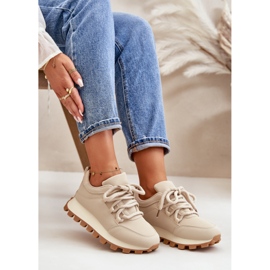 Scarpe sportive: Sneakers su plateau in ecopelle, colore beige 6