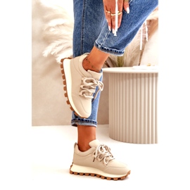 Scarpe sportive: Sneakers su plateau in ecopelle, colore beige 4