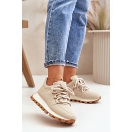 Scarpe sportive: Sneakers su plateau in ecopelle, colore beige 2