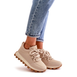 Scarpe sportive: Sneakers su plateau in ecopelle, colore beige 1
