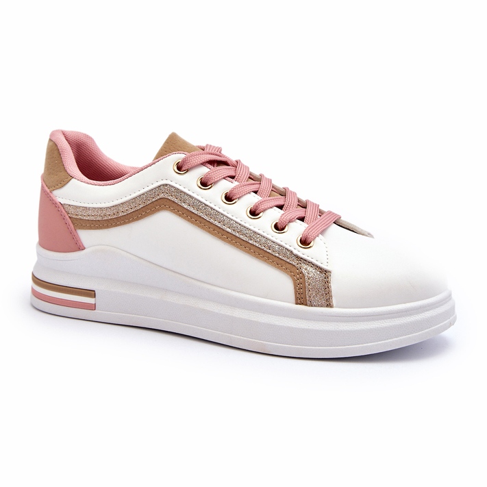 Sports sport da donna con glitter beige bianca 1