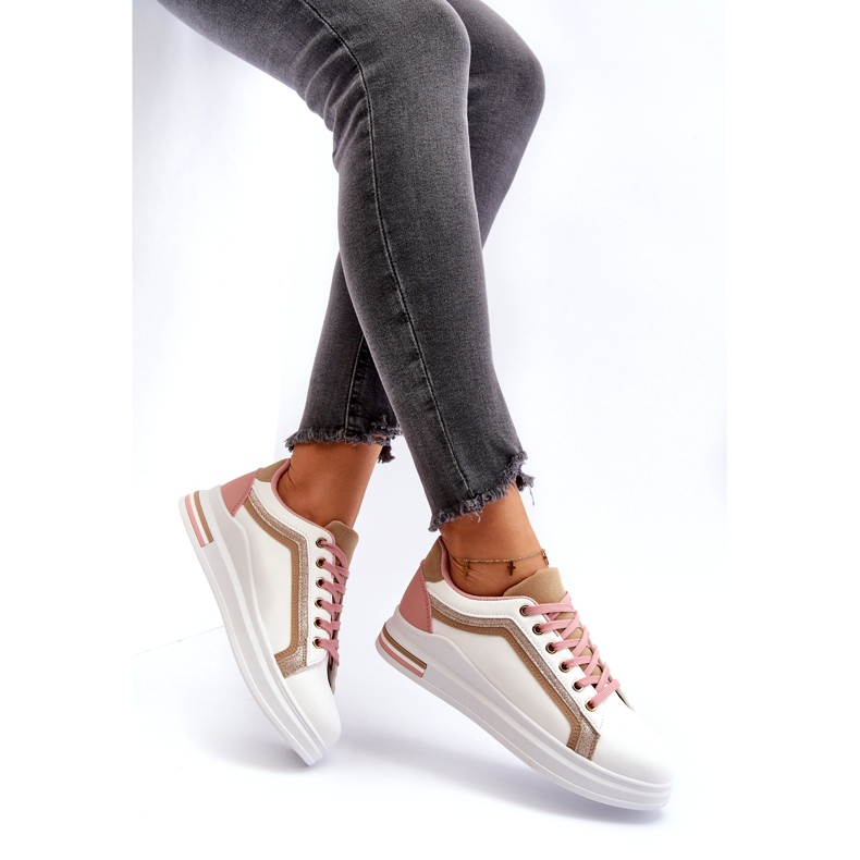 Sports sport da donna con glitter beige bianca 7