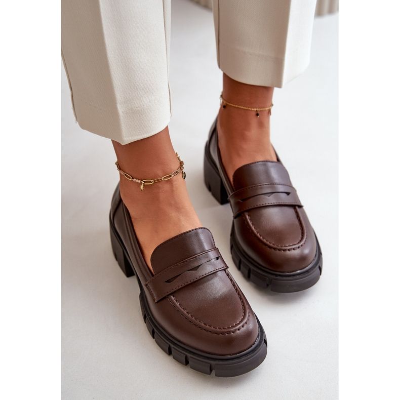 Cm Paris Scarpe Con Tacco Basso Da Donna In Eco Pelle, Colore Marrone Scuro 7