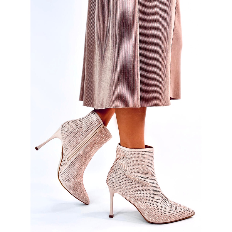 Stivaletti tacco alto con cristalli Demish Champagne rosa 5