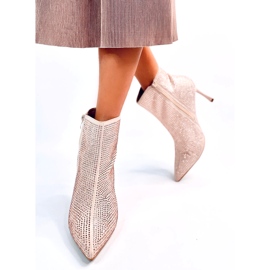 Stivaletti tacco alto con cristalli Demish Champagne rosa 4