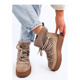 Doposci kaki con shearling marrone 2