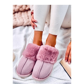 Pantofole Allens Dusty Pink a spina di pesce con pelliccia - Inello rosa 2