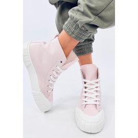 Sneakers alte in tela rosa 1