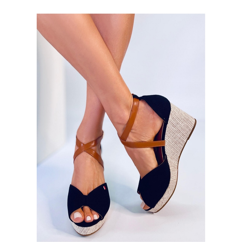 Berna Sandali neri con zeppa open toe - Inello nero 2