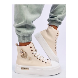 Arenas Sneakers alte beige con spilla da balia 2