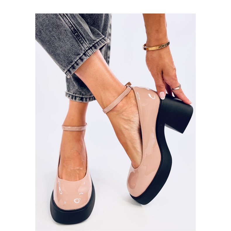 Décolleté con tacco largo color kaki beige 1