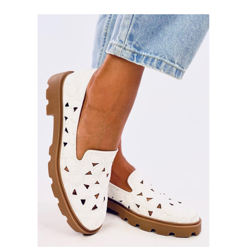 Mocassini bianchi traforati bianca 1