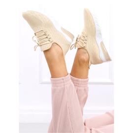 Scarpe sportive a calzino beige 2