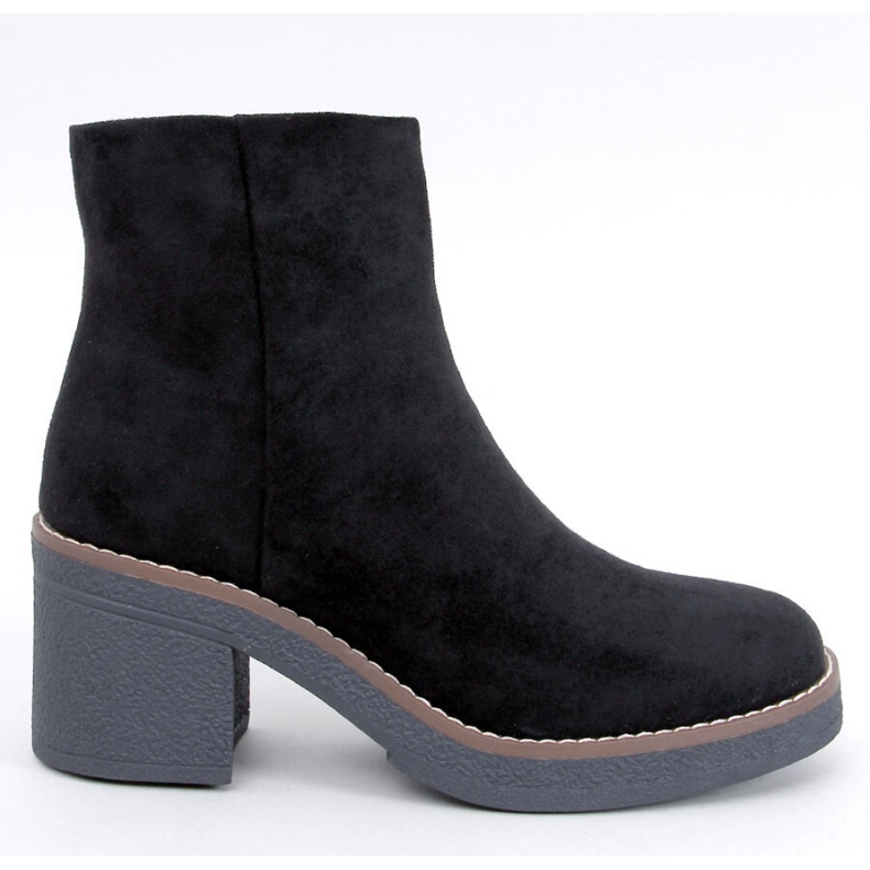 Stivaletti in camoscio con tacco largo Eliza Black - Inello nero 1