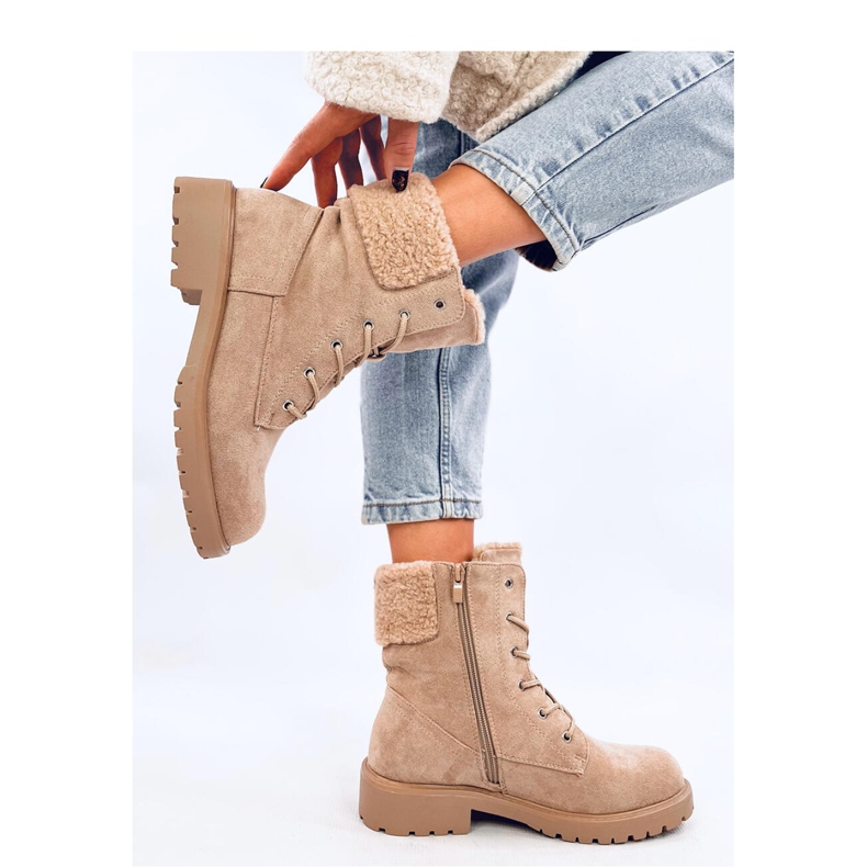 Stivaletti stringati beige 2