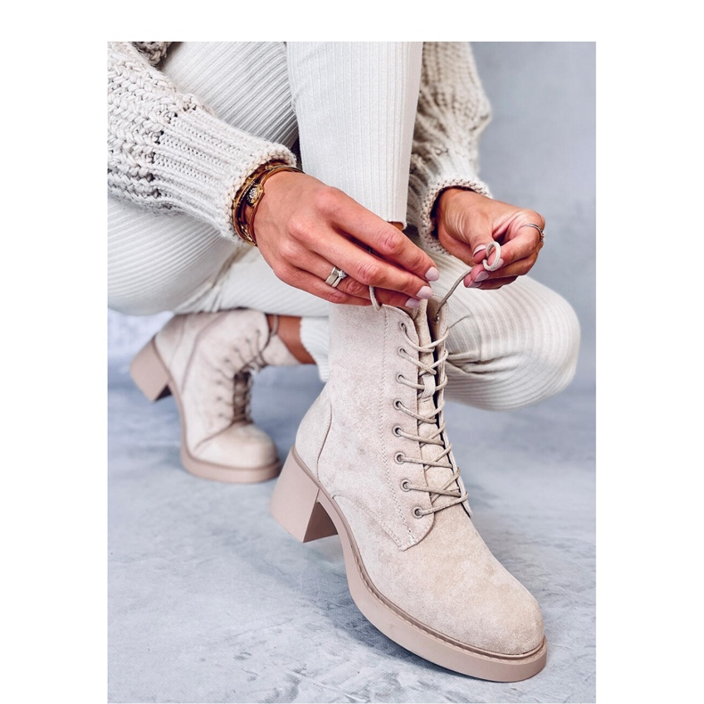 Stivaletti stringati beige 1