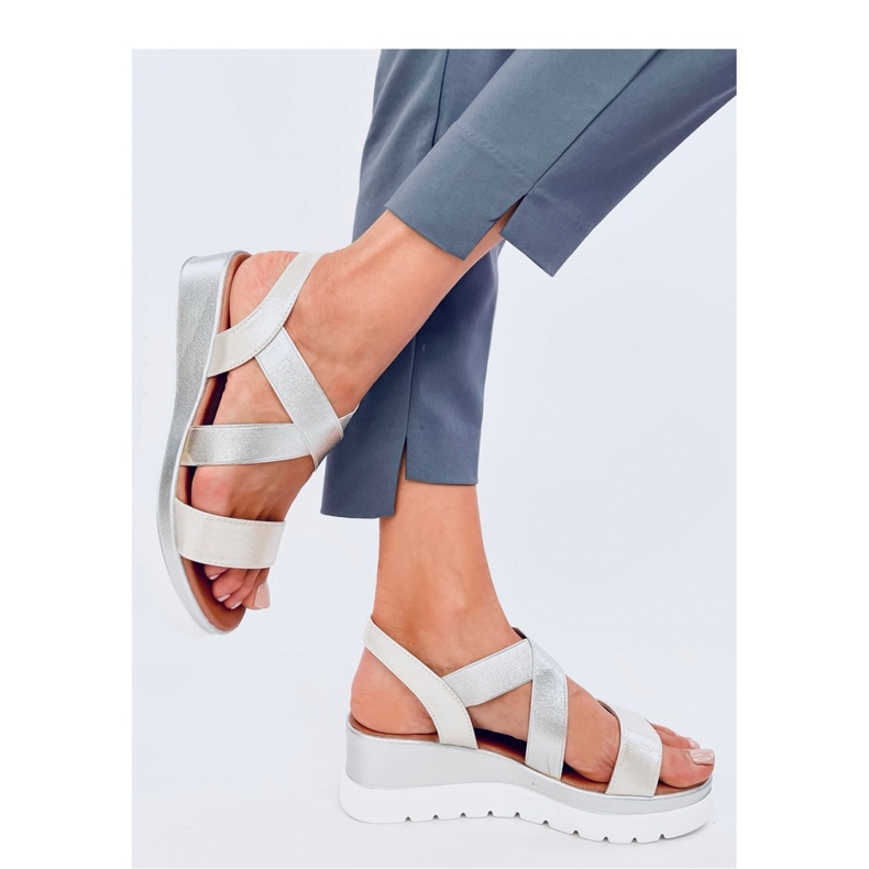 Sandali con zeppa argento grigio 1