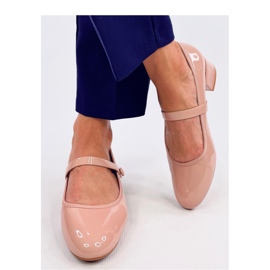 Ballerine con tacco alto in vernice color carne beige 2