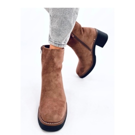 Stivaletti in camoscio con tacco largo Eliza Khaki - Inello marrone 2