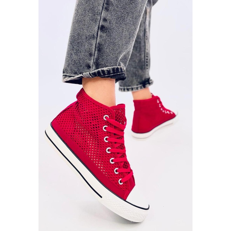 Sneaker alte traforate rosse rosso 1