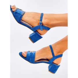 Sandali blu con tacco basso 1