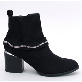 Stivaletti con tacco in camoscio nero 1