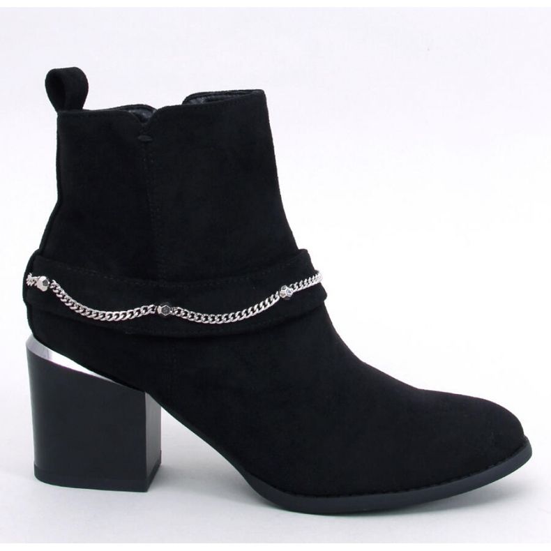 Stivaletti con tacco in camoscio nero 1