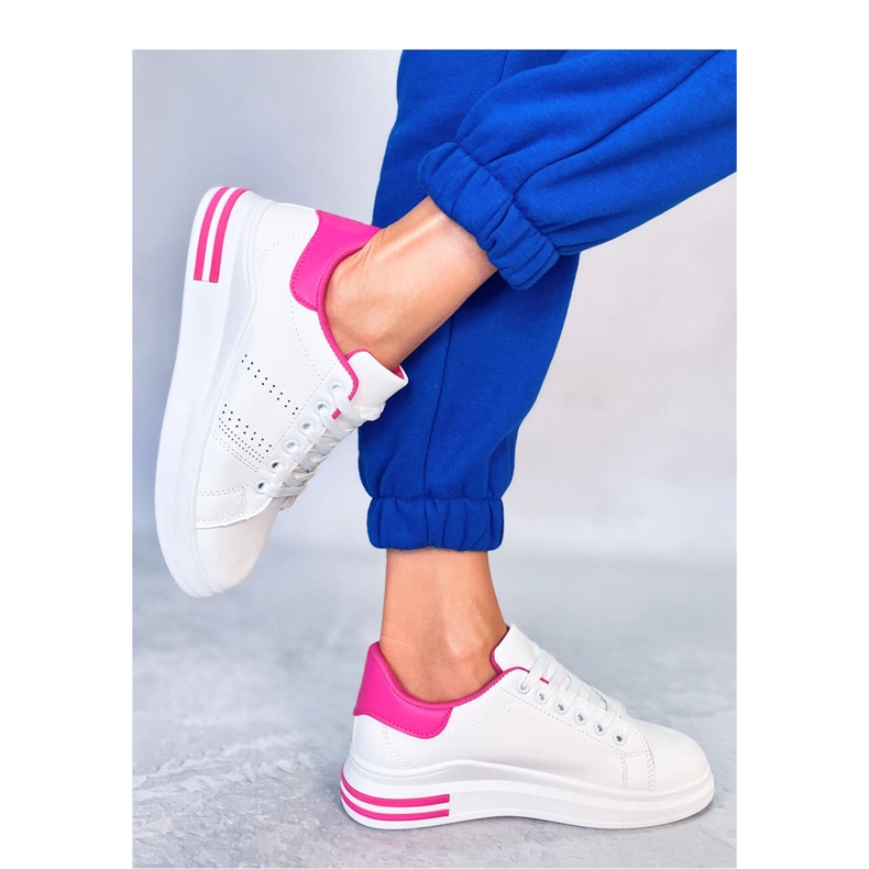 Sneakers con zeppa rosa bianca 1