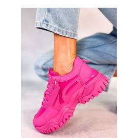 Sneakers con zeppa fucsia rosa 1