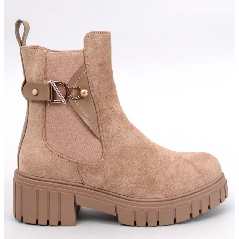 Stivaletti Chelsea con plateau beige 1