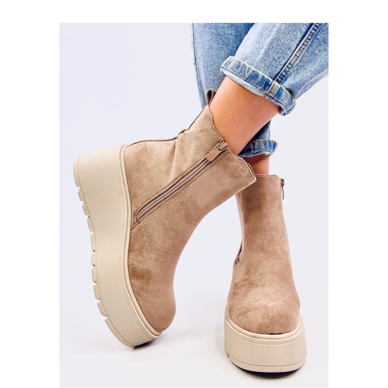 Stivaletti Chelsea con plateau Ronda Khaki - Inello beige 2