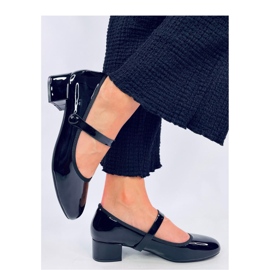 Ballerine con tacco alto in vernice nera nero 1