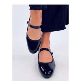 Ballerine con tacco alto in vernice nera nero 2