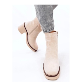 Stivaletti in camoscio con tacco largo Eliza Beige - Inello 2