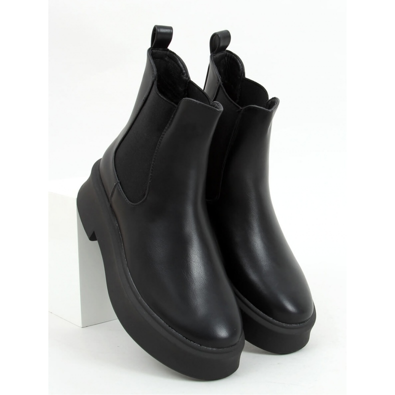 Stivaletti Chelsea neri con suola spessa NS222P Nero - Inello 1