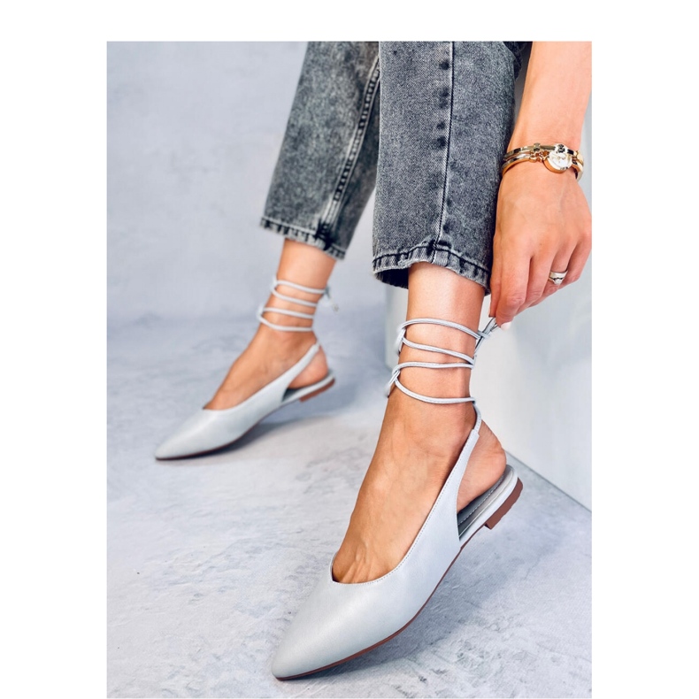 Ballerine con tacco aperto allacciate Grigie grigio 1