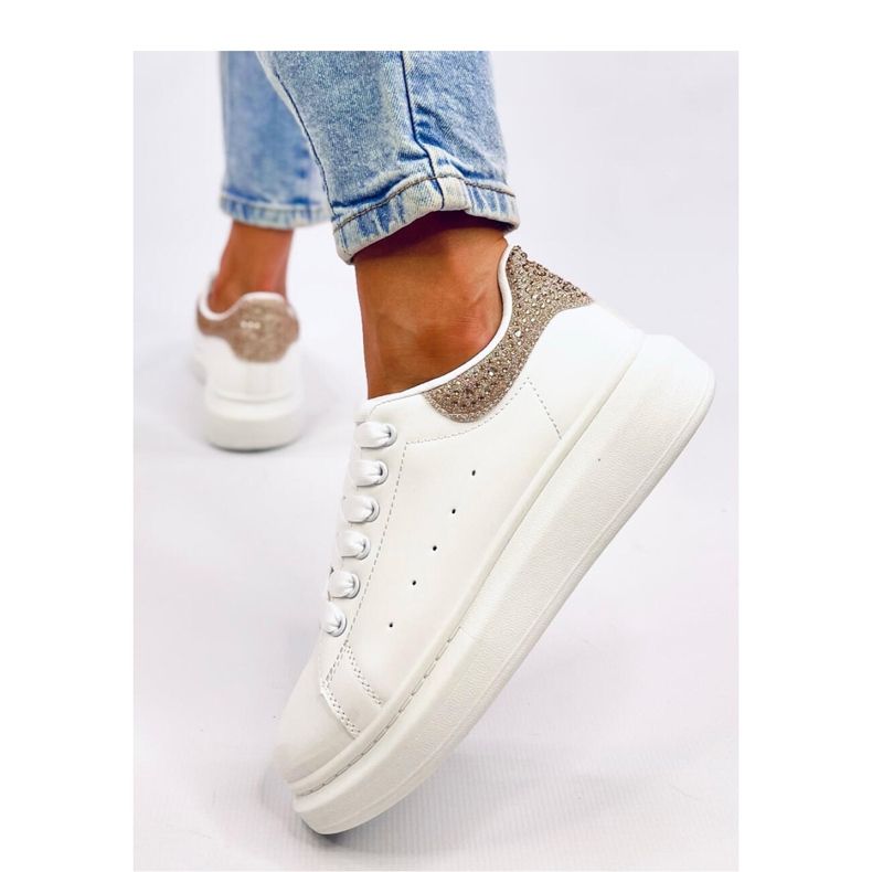 Sneaker con plateau color oro bianca 1