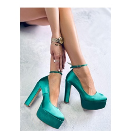 Décolleté da donna in raso con tacco alto verde 1