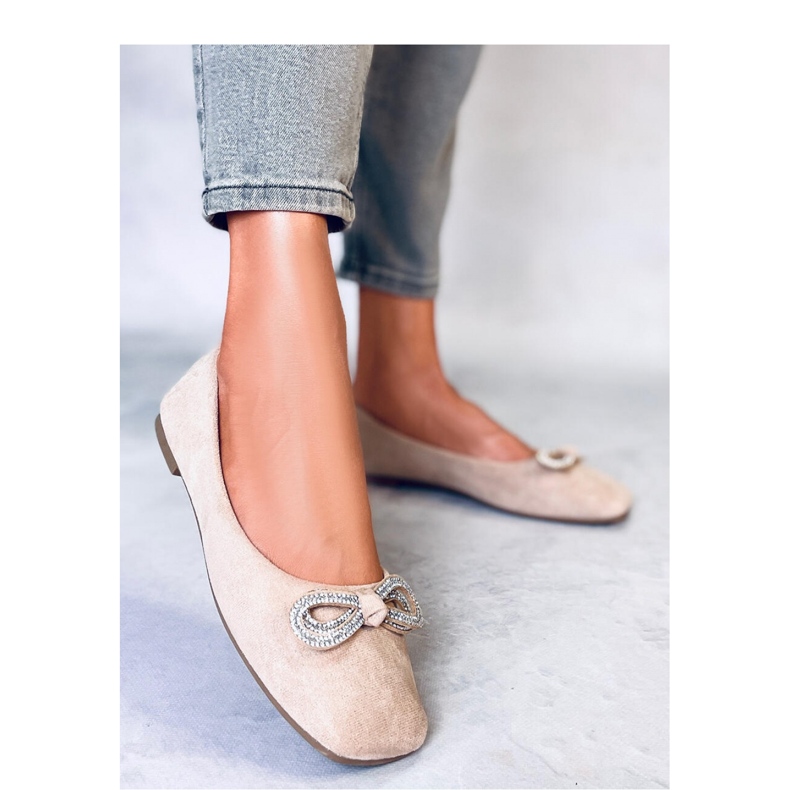 Ballerine in camoscio con fiocco di Serna Kaki - Inello beige 2