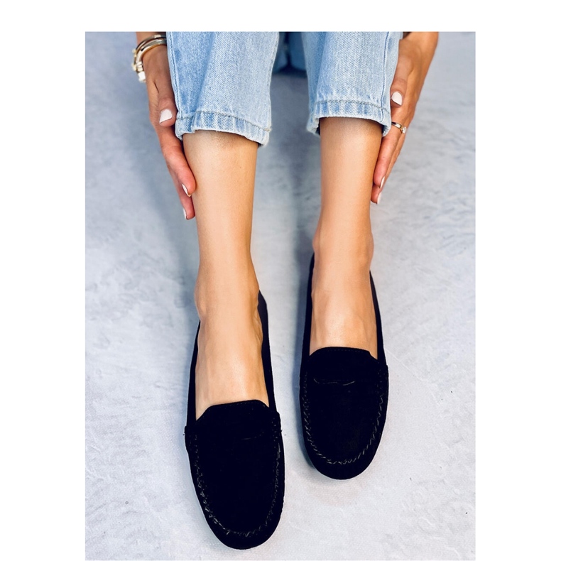 Mocassini da donna in camoscio Nero 1