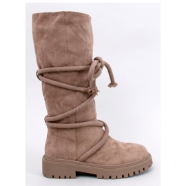 Stivali in camoscio con cordino Khaki marrone 1