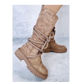 Stivali in camoscio con cordino Khaki marrone 2