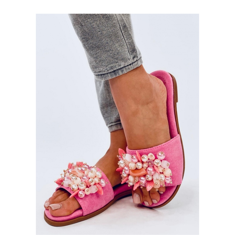 Pantofole con pietre colorate Fucsia rosa 1