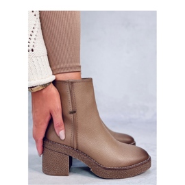 Stivaletti con tacco in gomma Tamika Beige - Inello marrone 2