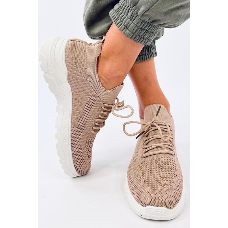 Scarpe sportive a calzino color kaki marrone 1