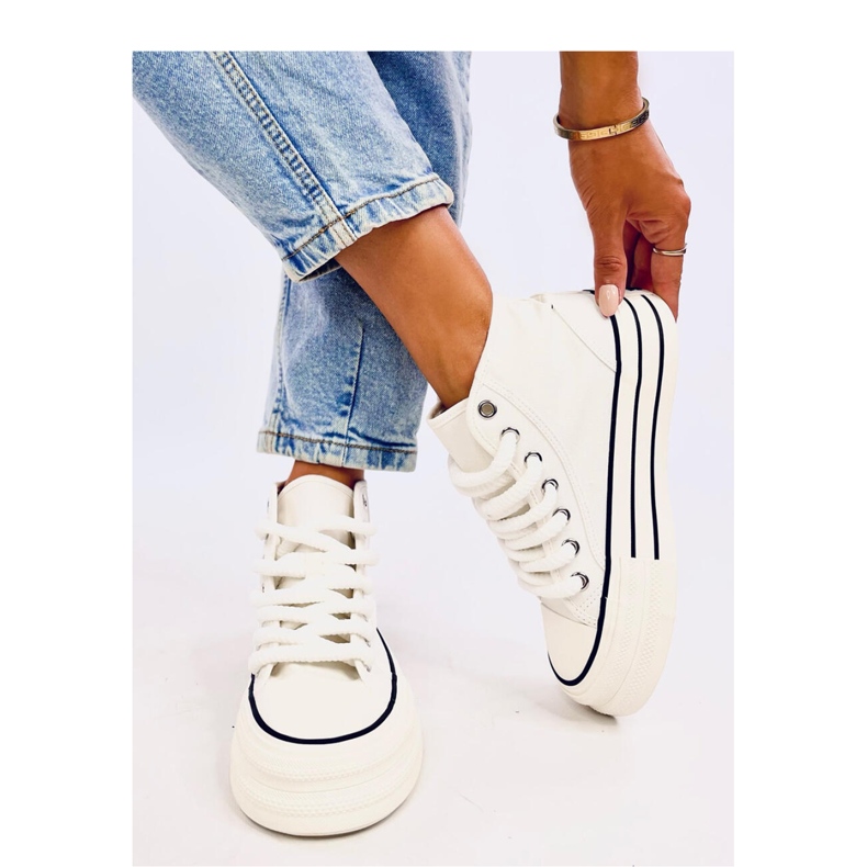 Scarpe da ginnastica bianche con plateau bianco 2
