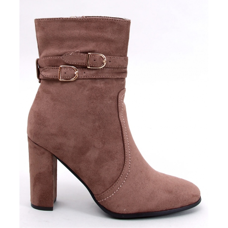 Stivaletti Dianes Khaki in pelle scamosciata con tacco alto - Inello marrone 1