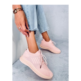 Scarpe sportive a calza da donna rosa 1